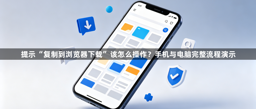 提示“复制到浏览器下载”该怎么操作？手机与电脑完整流程演示1