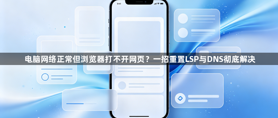 电脑网络正常但浏览器打不开网页?一招重置LSP与DNS彻底解决1