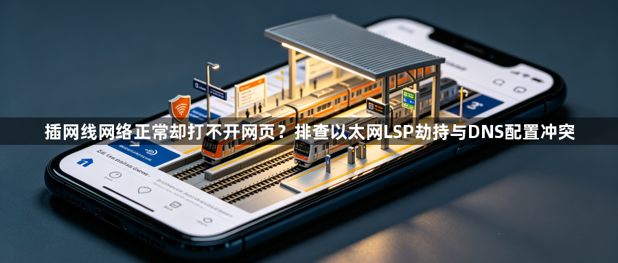 插网线网络正常却打不开网页?排查以太网LSP劫持与DNS配置冲突1